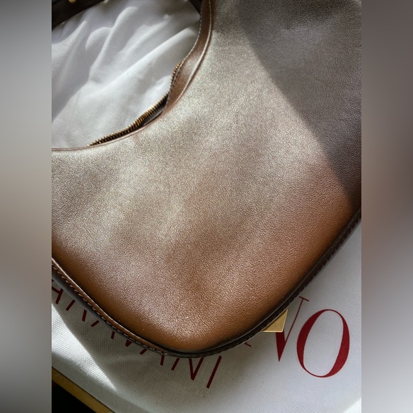 Valentino • NWT Valentino Garavani Roman Stud Sign Leather Shoulder Bag in Brown - Picture 10 of 11
